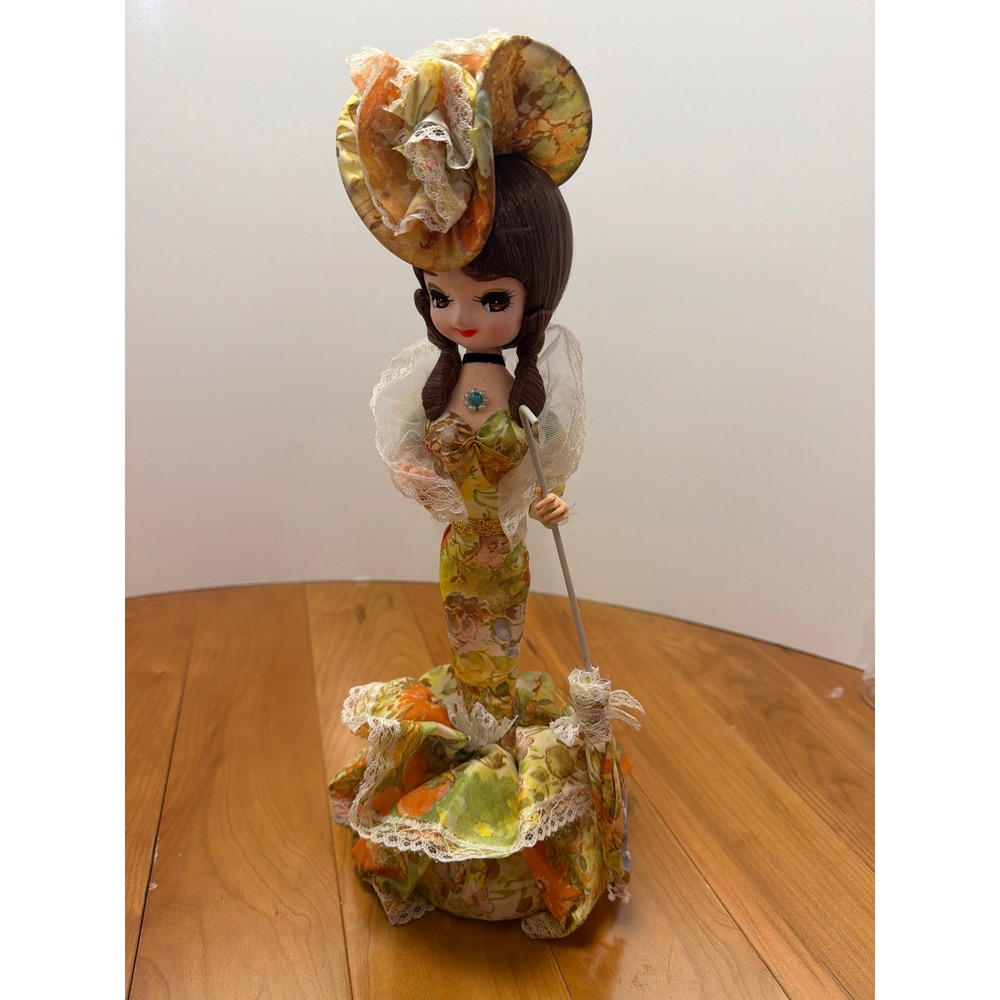 Vintage Bradley Big Eye Doll Hong Kong Stockinette Face Victorian 13"